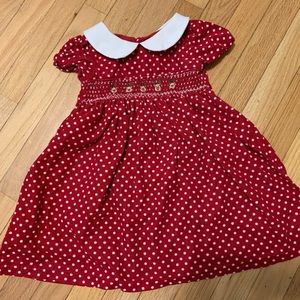 Adorable Red Polka Dot Kids Dress with White Collar